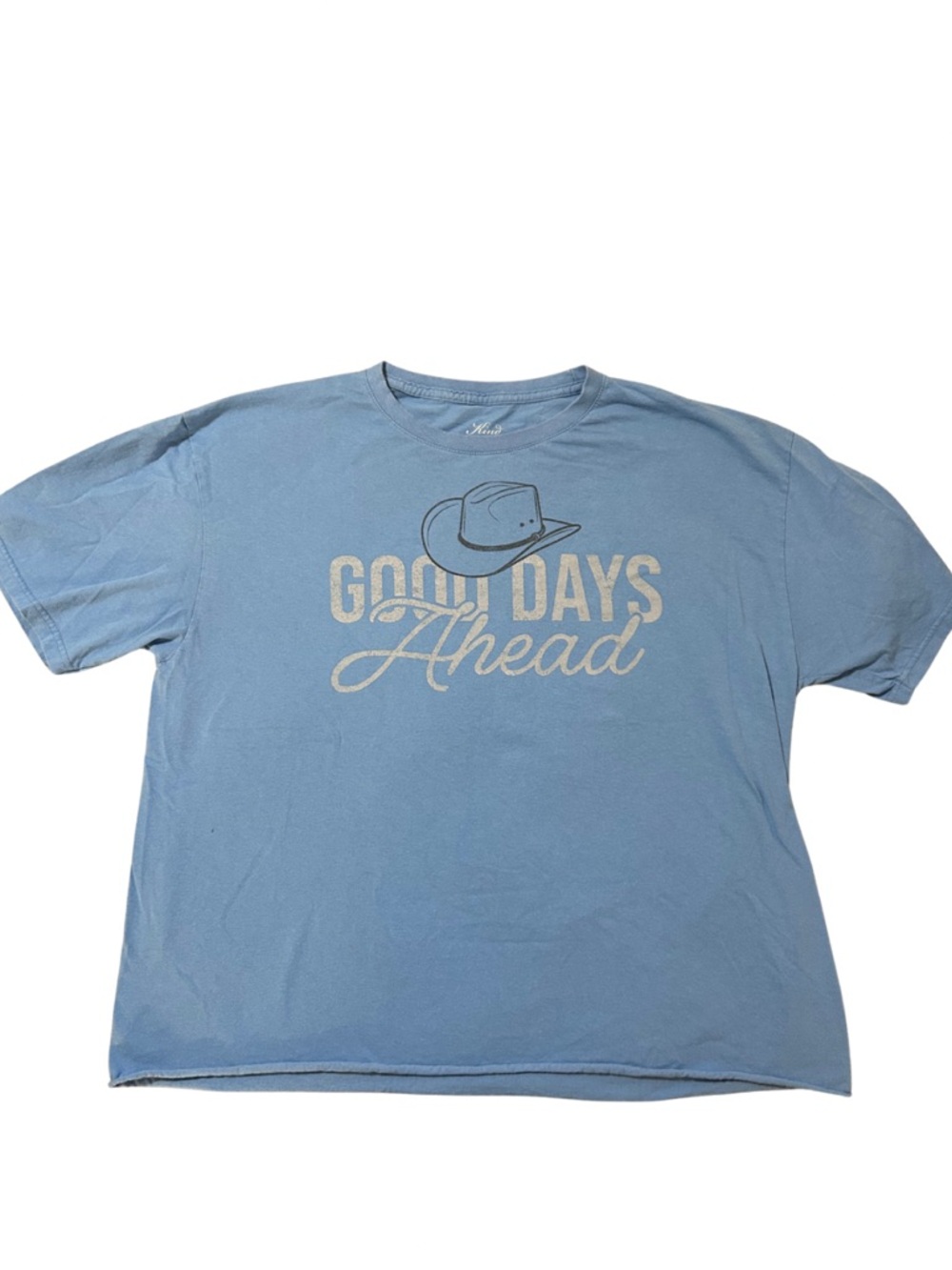 Kind Regards XL Blue Western Graphic Print Cotton Men's Crew Neck T-Shirt